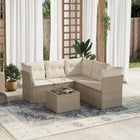 6-piece Lounge Set with cushions poly rattan beige