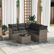 6-piece Lounge Set with Cushions Poly Rattan Grey