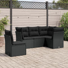 5-Delige Loungeset Met Kussens Poly Rattan Zwart