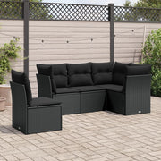 Loungeset 5-delig poly rattan zwart