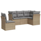 5-Delige Loungeset Met Kussens Poly Rattan Beige