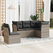 Loungeset 5-delig poly rattan lichtgrijs