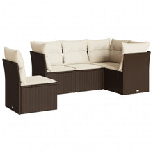 5-delige Loungeset met kussens poly rattan bruin 1 Bruin en crème