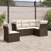 Loungeset 5-delig poly rattan bruin
