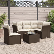 Loungeset 6-delig poly rattan bruin