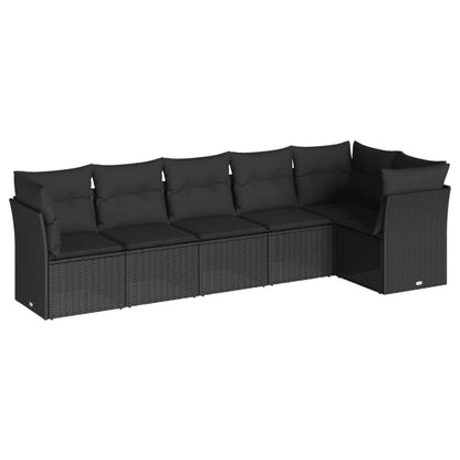 6-Delige Loungeset Met Kussens Poly Rattan Zwart