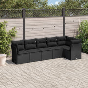 Loungeset poly rattan 6-delig zwart