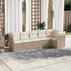 6-piece Lounge Set with cushions poly rattan beige