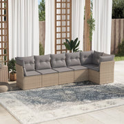 Loungeset 6-delig poly rattan beige