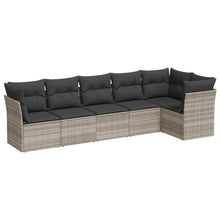 6-delige Loungeset met kussens poly rattan lichtgrijs