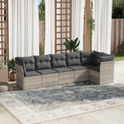 6-piece Lounge Set with cushions poly rattan light grey