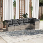 Loungeset 6-delig poly rattan lichtgrijs