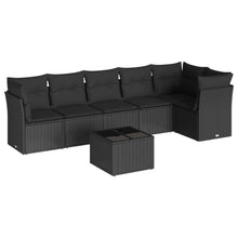 7-Delige Loungeset Met Kussens Poly Rattan Zwart