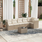 7-Delige Loungeset Met Kussens Poly Rattan Beige