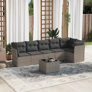 7-piece Lounge Set with Cushions poly rattan grey