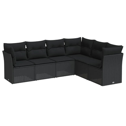 6-Delige Loungeset Met Kussens Poly Rattan Zwart