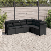 Loungeset 6-delig poly rattan zwart