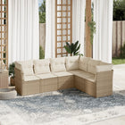 6-piece Lounge Set with cushions poly rattan beige
