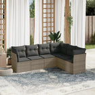 6-piece Lounge Set with Cushions Poly Rattan Grey