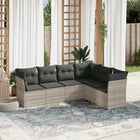 6-piece Lounge Set with cushions poly rattan light grey