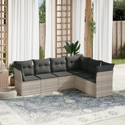 Loungeset 6-delig poly rattan lichtgrijs