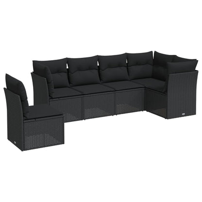 6-Delige Loungeset Met Kussens Poly Rattan Zwart