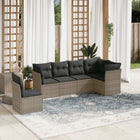 6-piece Lounge Set with Cushions Poly Rattan Grey