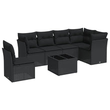 7-Delige Loungeset Met Kussens Poly Rattan Zwart