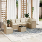 7-Delige Loungeset Met Kussens Poly Rattan Beige