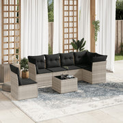 Loungeset 7-delig poly rattan lichtgrijs