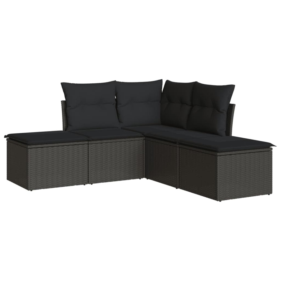 5-Delige Loungeset Met Kussens Poly Rattan Zwart