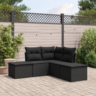 5-Piece Loungeset with Cushions Poly Rattan Black