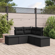Loungeset poly rattan 5-delig zwart