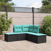 Loungeset 5-delig poly rattan zwart