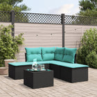 Loungeset 6-delig poly rattan zwart