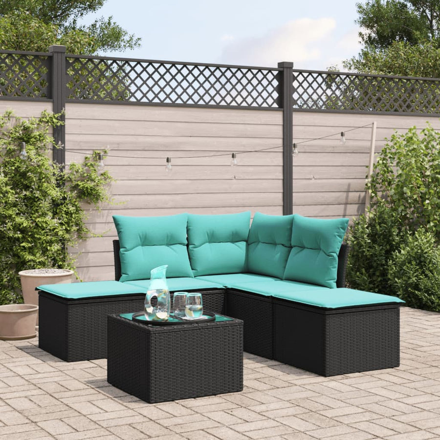 6-Delige Loungeset Met Kussens Poly Rattan Zwart