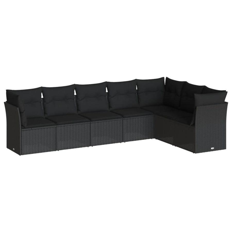 7-Delige Loungeset Met Kussens Poly Rattan Zwart