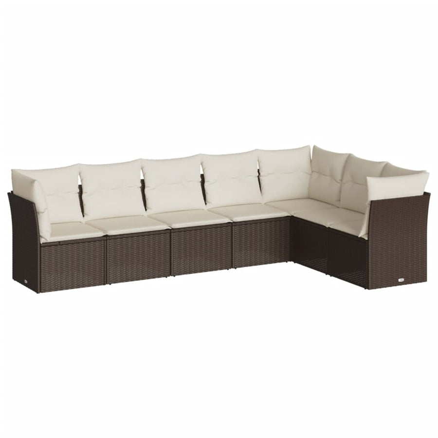 7-Delige Loungeset Met Kussens Poly Rattan