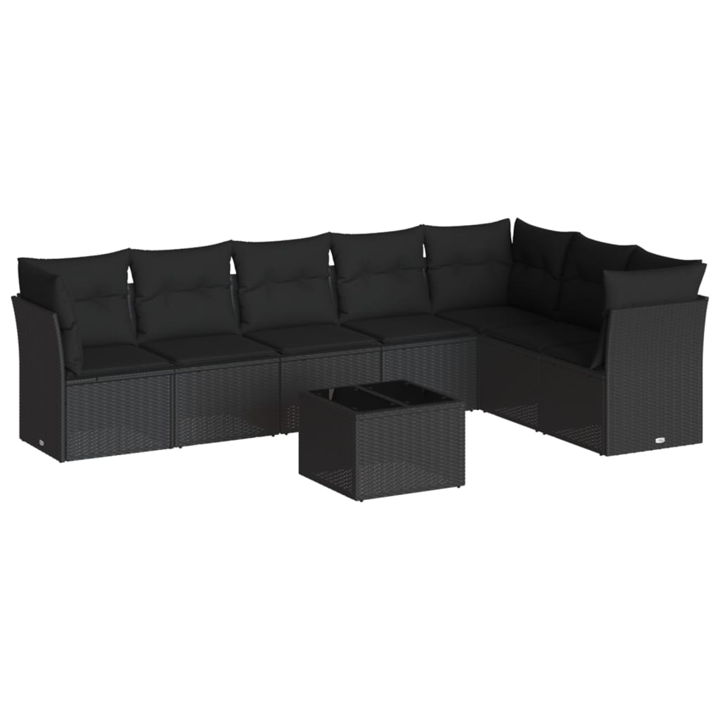 8-Delige Loungeset Met Kussens Poly Rattan Zwart