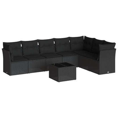 8-Delige Loungeset Met Kussens Poly Rattan Zwart
