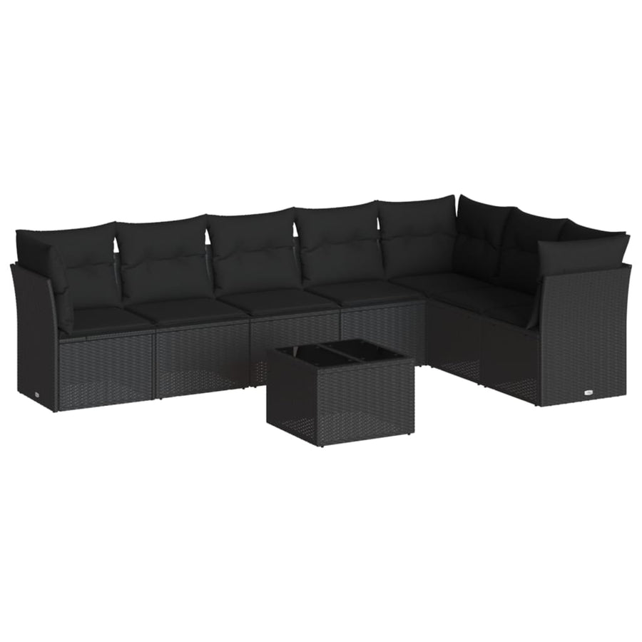 8-Delige Loungeset Met Kussens Poly Rattan Zwart