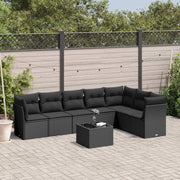 Loungeset poly rattan 8-delig zwart met opbergruimte