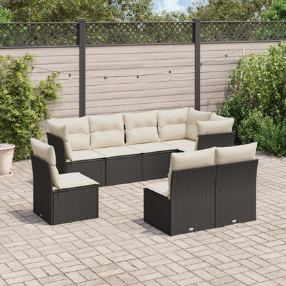 8-Delige Loungeset Met Kussens Poly Rattan Zwart