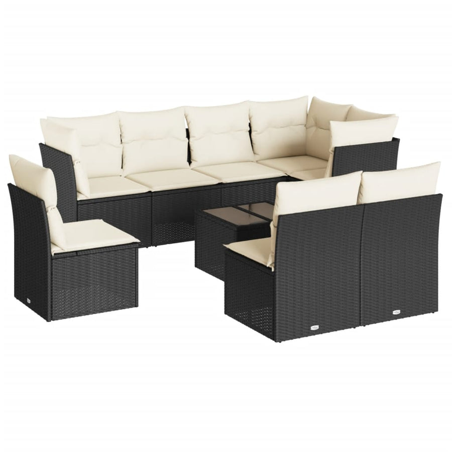 9-Delige Loungeset Met Kussens Poly Rattan Zwart