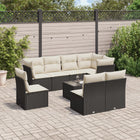 9-Delige Loungeset Met Kussens Poly Rattan Zwart