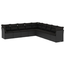 9-Delige Loungeset Met Kussens Poly Rattan Zwart