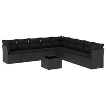 10-Delige Loungeset Met Kussens Poly Rattan Zwart