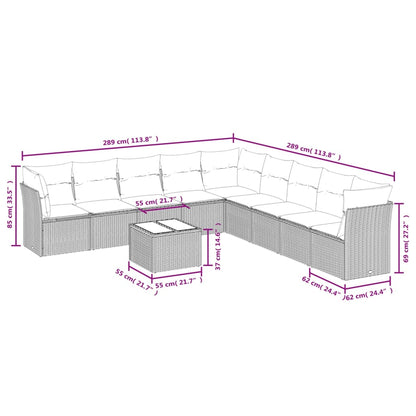 10-Delige Loungeset Met Kussens Poly Rattan Beige
