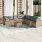 10-Delige Loungeset Met Kussens Poly Rattan Beige