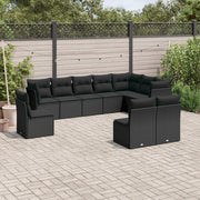 Loungeset 10-delig poly rattan zwart